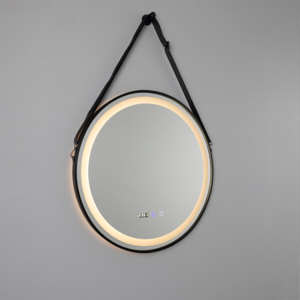 Sines Black Circular LED Bathroom Mirror - Image 3