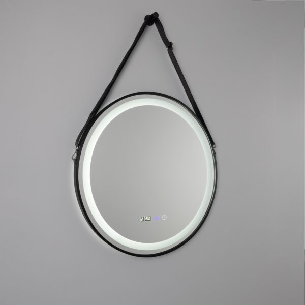 Sines Black Circular LED Bathroom Mirror - Image 2