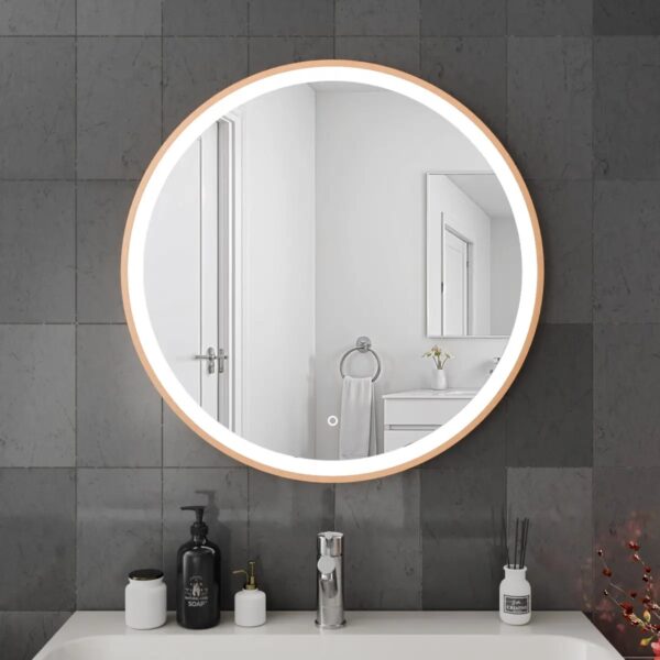 Lyra Brushed Copper LED Bathroom Mirror 800mm x 800mm