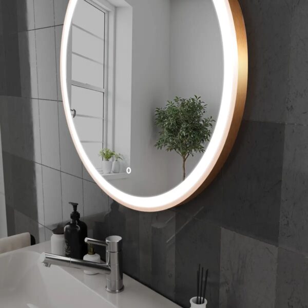 Lyra Brushed Copper LED Bathroom Mirror 800mm x 800mm - Image 3