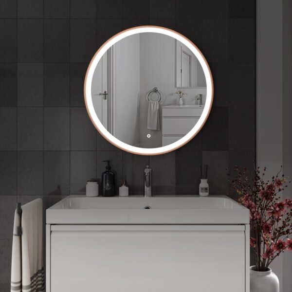 Lyra Brushed Copper LED Bathroom Mirror 800mm x 800mm - Image 4