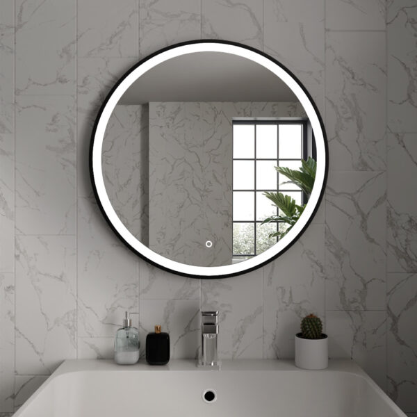 Lyra Matt Black LED Bathroom Mirror 800mm x 800mm