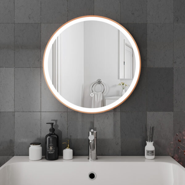 Lyra Brushed Copper LED Bathroom Mirror 600mm x 600mm