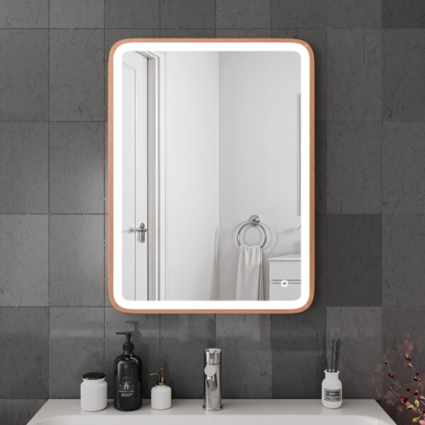 Vela Brushed Copper LED Bathroom Mirror 600mm x 800mm