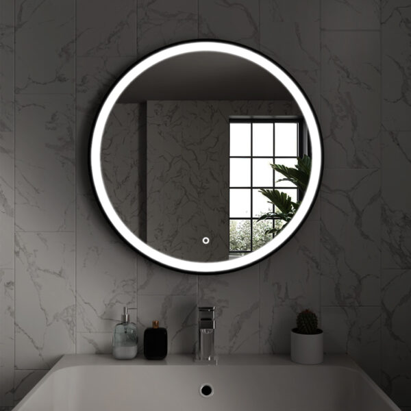 Lyra Matt Black LED Bathroom Mirror 800mm x 800mm - Image 4