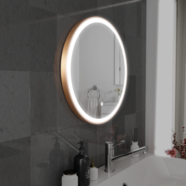 Lyra Brushed Copper LED Bathroom Mirror 600mm x 600mm - Image 3