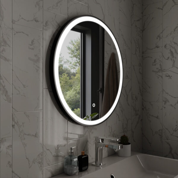 Lyra Matt Black LED Bathroom Mirror 800mm x 800mm - Image 3