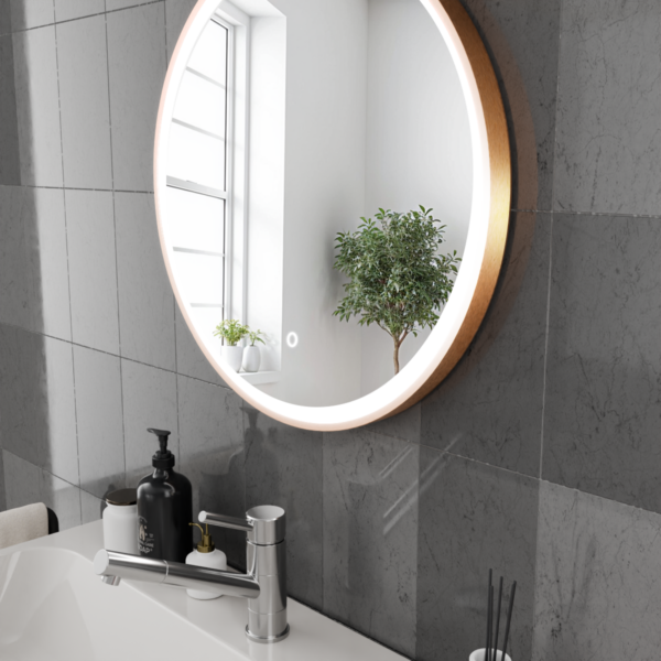 Lyra Brushed Copper LED Bathroom Mirror 600mm x 600mm - Image 4