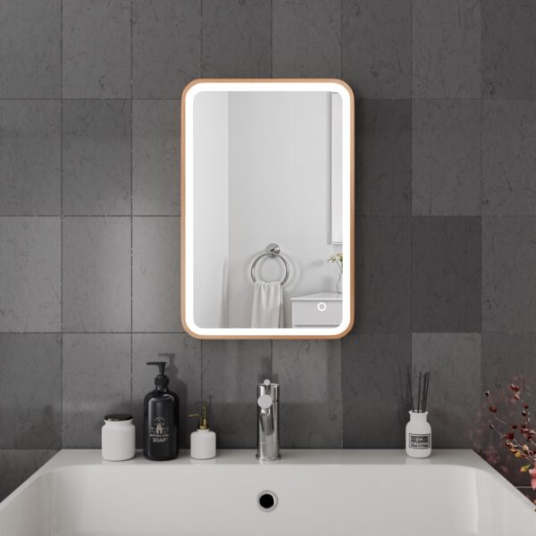 Vela Brushed Copper LED Bathroom Mirror 400mm x 600mm