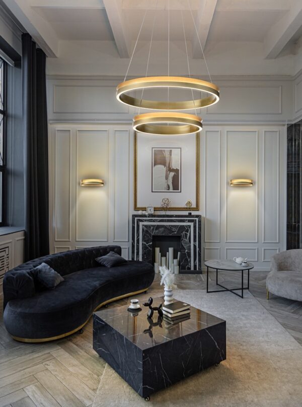 Eindhoven Double Tiered Satin Brass LED Pendant - Image 3